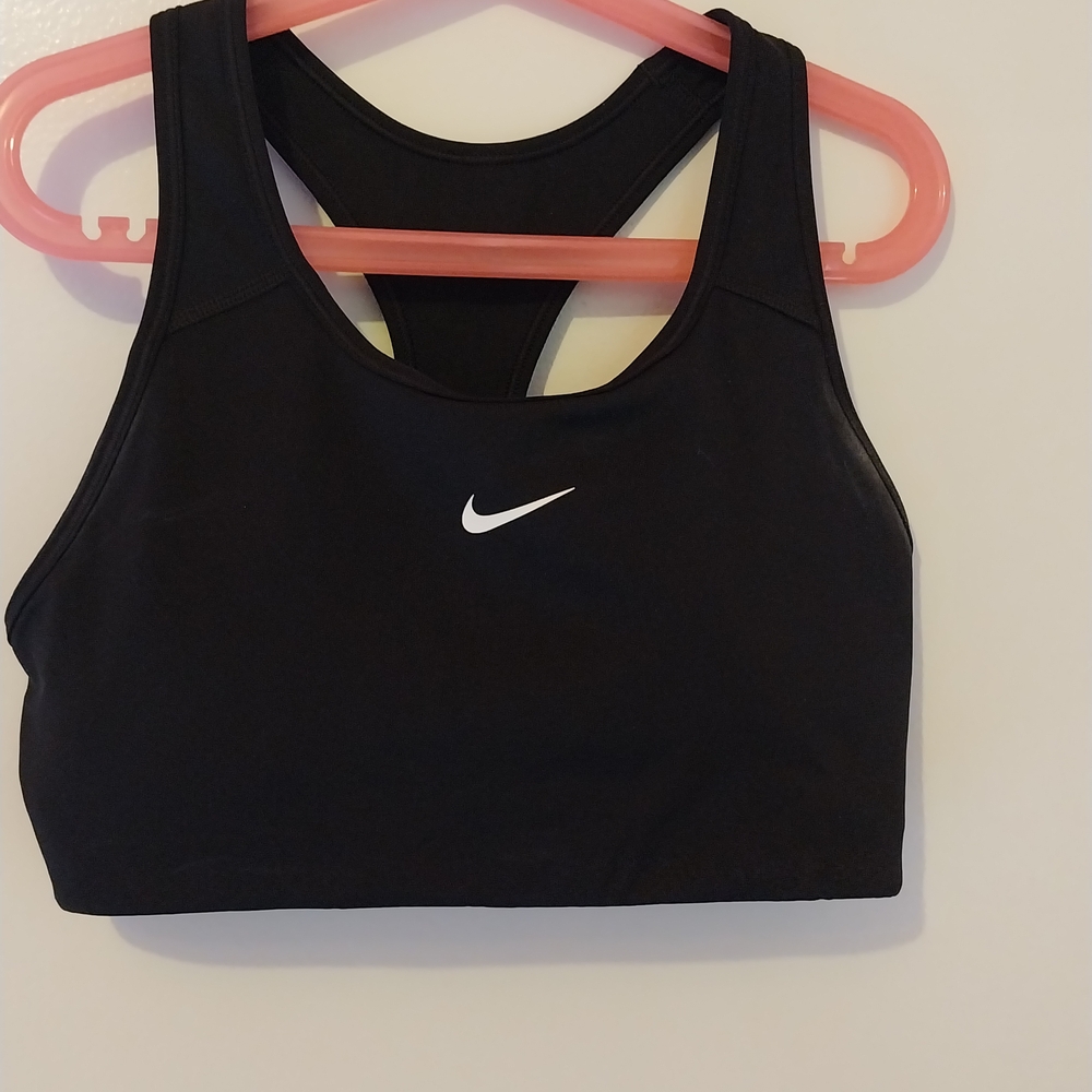 Nike Women's Black Sports Bra with White Logo